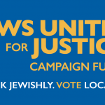 JUFJ Campaign Fund Logo. "Think Jewishly. Vote Locally."