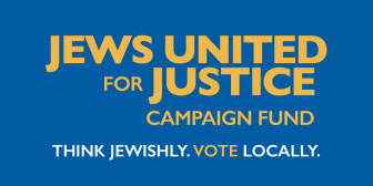 JUFJ Campaign Fund Logo. "Think Jewishly. Vote Locally."