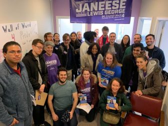 Canvassers pose at the Janeese Lewis George campaign office