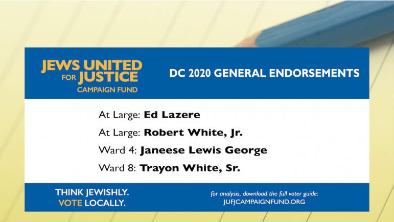 The JUFJ Campaign Fund is thrilled to announce our DC General Election 2020 Voter Guide. In this vote-by-mail election season, you can vote from the privacy of your own home with our voter guide in hand.