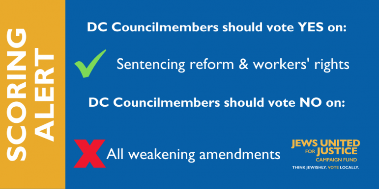 Scoring alert: DC Councilmembers should vote YES on sentencing reform and workers rights.