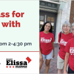 Four people in Elissa Silverman campaign shirts, including Elissa Silverman