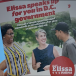 A hand holding Elissa Silverman for DC Council flyers